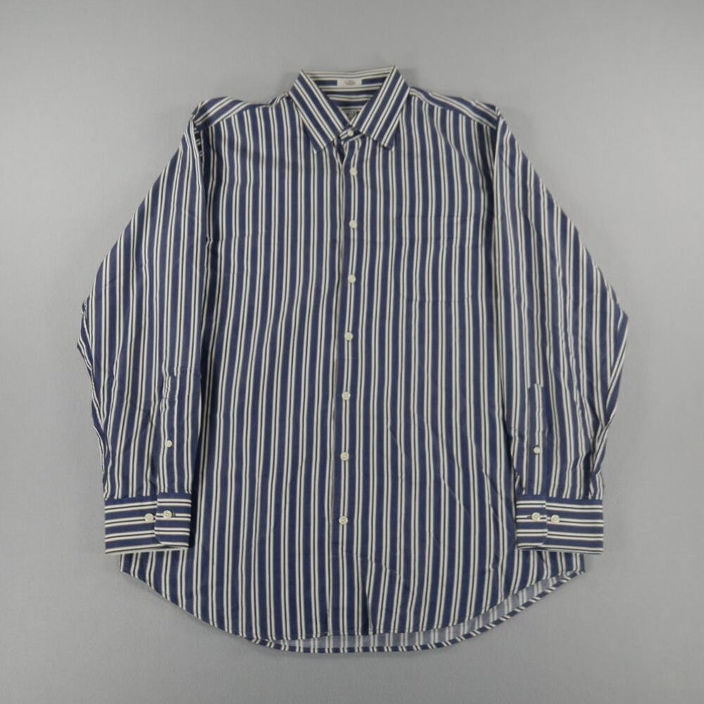 Peter Millar Vertical Stripes Blue/Black/White/Gray Pocket Dress‎ Shirt Men's L